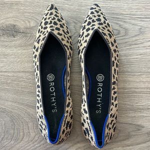 Rothy’s Pattern Point Toe Flats, beige black cheetah pattern- Size 10
